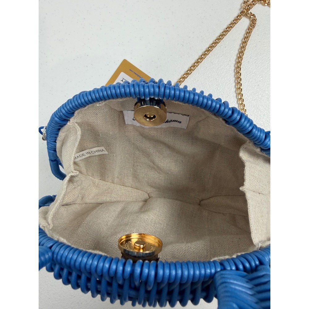 New Tommy Bahama Navy Blue Raffia Wicker Whale Crossbody Bag Woven Purse NWT - Picture 10 of 10